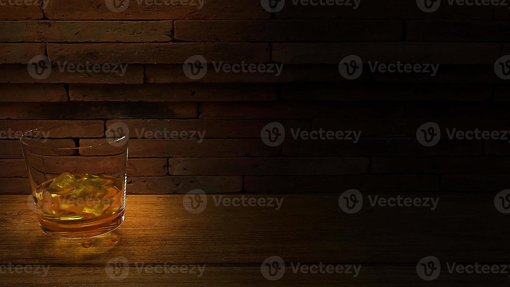 3d rendering  whisky in glass  image. photo