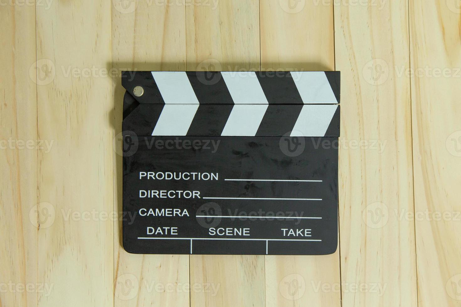 movie slate on wood for movie content. photo