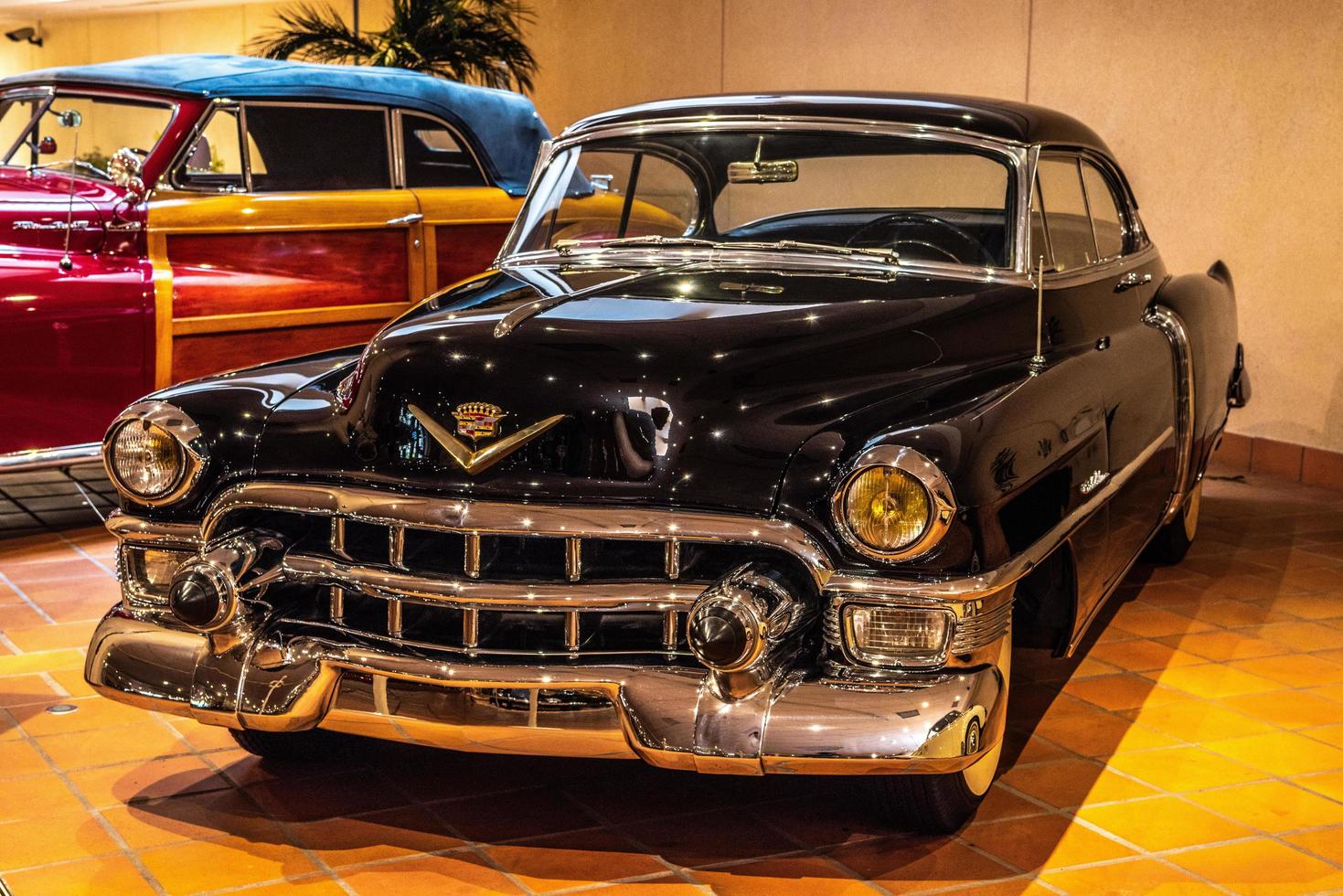 FONTVIEILLE, MONACO - JUN 2017 black CADILLAC 62 1953 in Monaco Top Cars Collection Museum photo