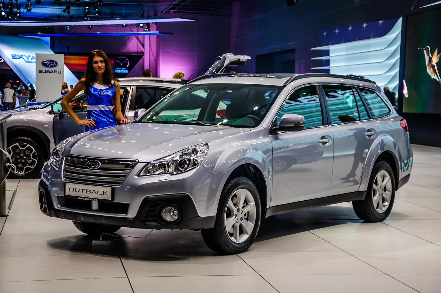 MOSCOW, RUSSIA - AUG 2012 SUBARU OUTBACK 4TH GENERATION presented as world premiere at the 16th MIAS Moscow International Automobile Salon on August 30, 2012 in Moscow, Russia photo