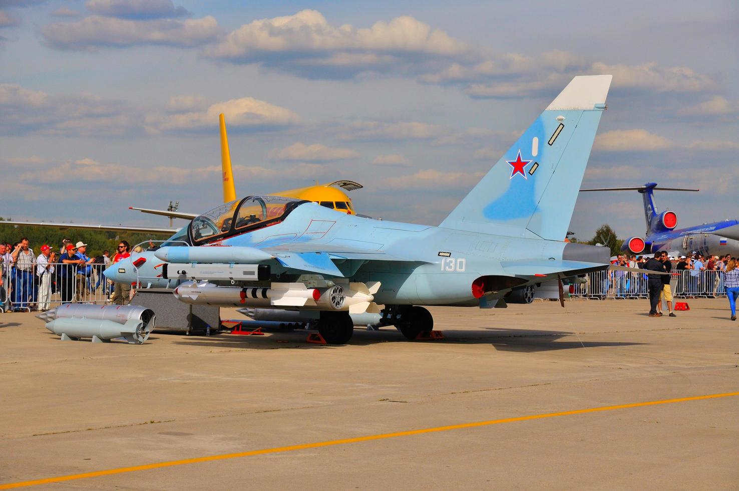 MOSCOW, RUSSIA - AUG 2015 attack aircraft Yak-130 Mitten presen photo