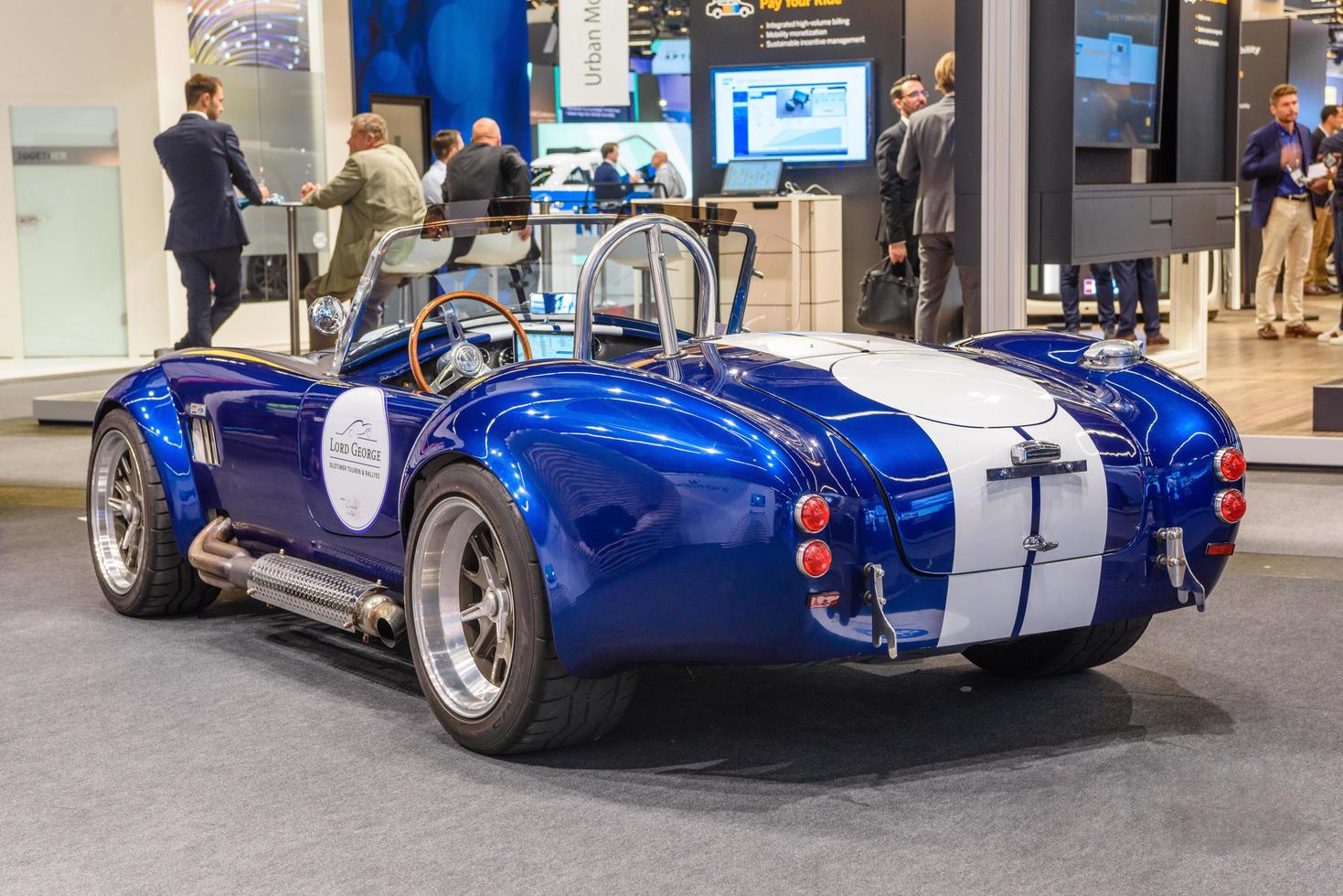 FRANKFURT, GERMANY - SEPT 2019 white blue SHELBY COBRA retro cl photo