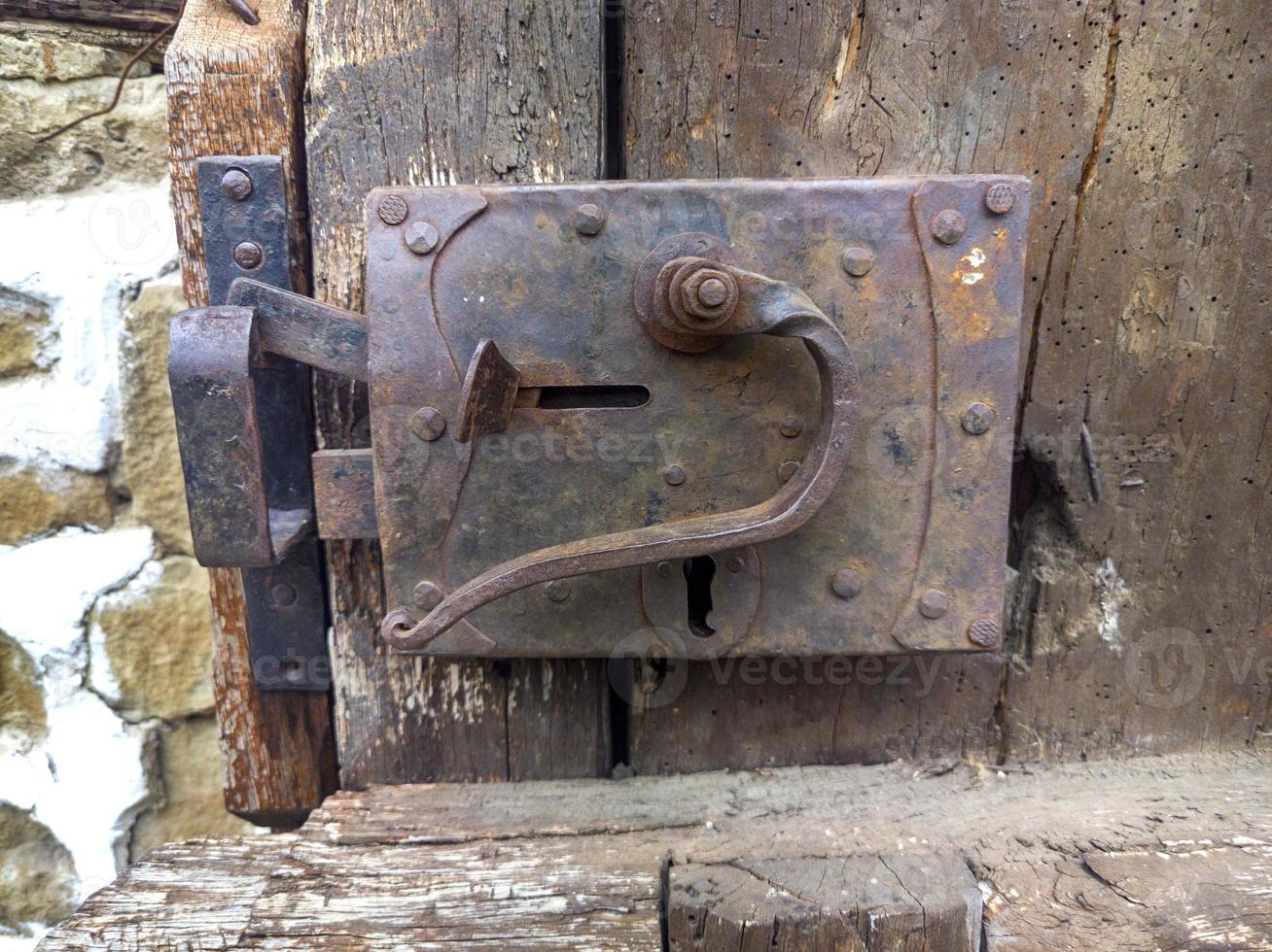 Old door lock. Close up photo
