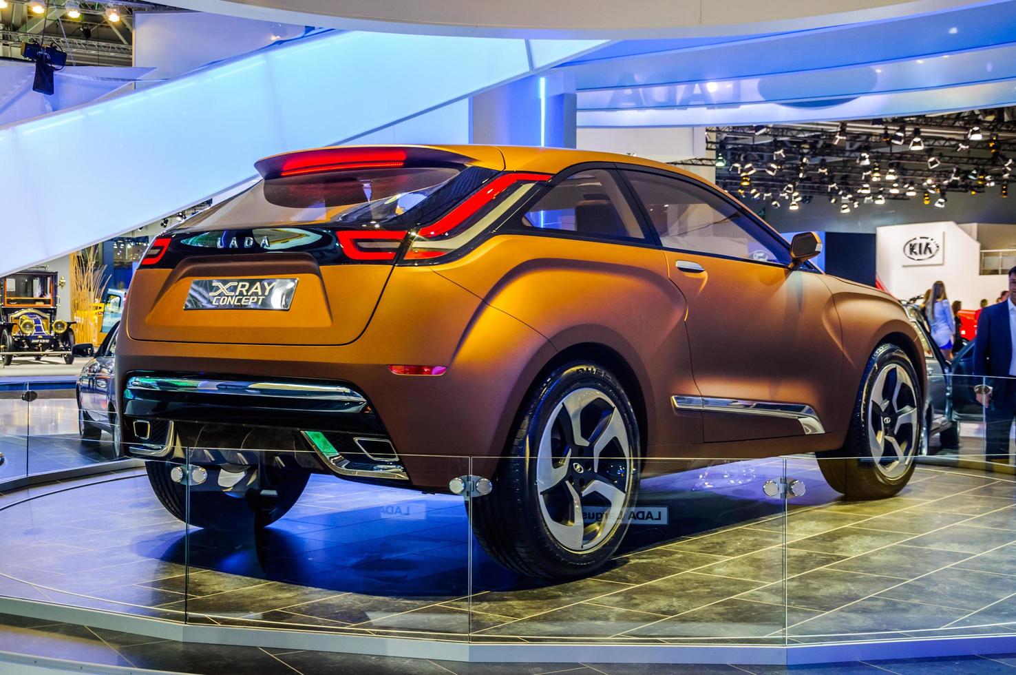 MOSCOW, RUSSIA - AUG 2012 LADA XRAY CONCEPT presented as world premiere at the 16th MIAS Moscow International Automobile Salon on August 30, 2012 in Moscow, Russia photo