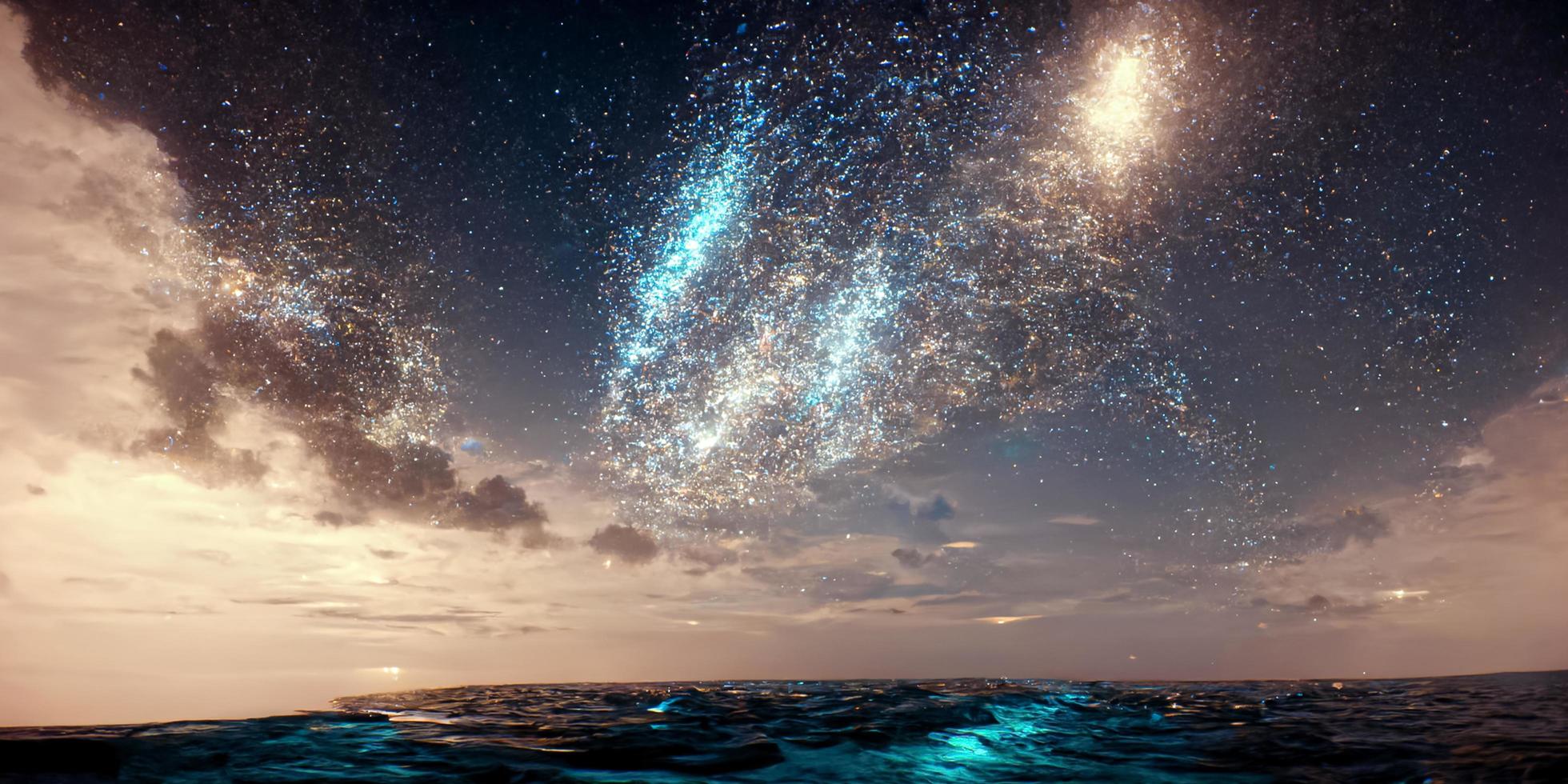 Milky Way and the sea 3D photo