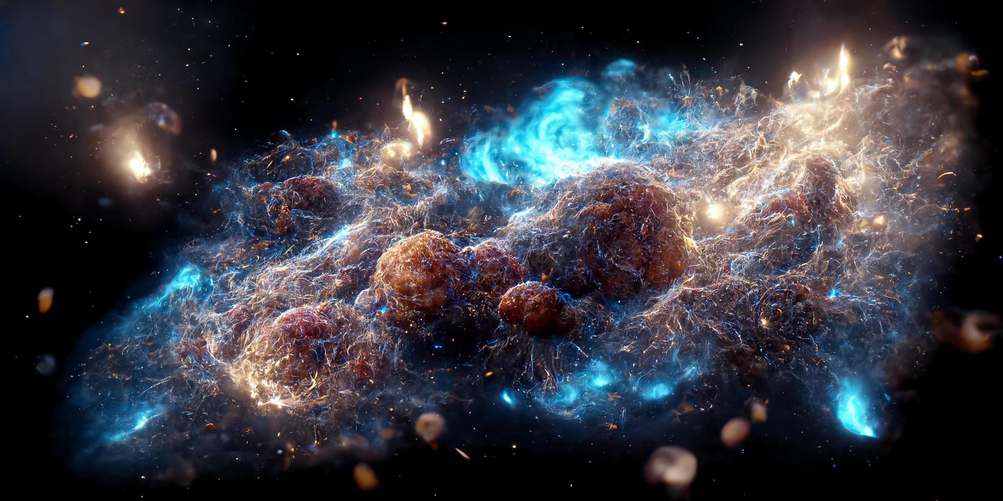 Nebula and galaxies in space 3D photo