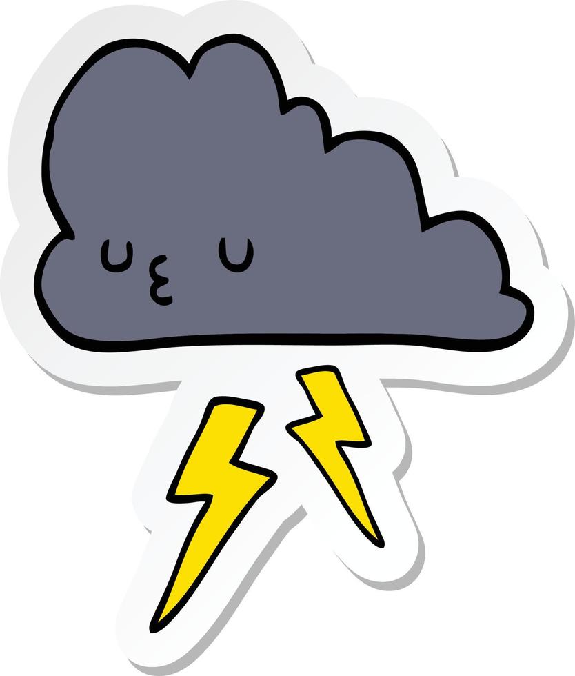 pegatina de una nube de tormenta de dibujos animados vector