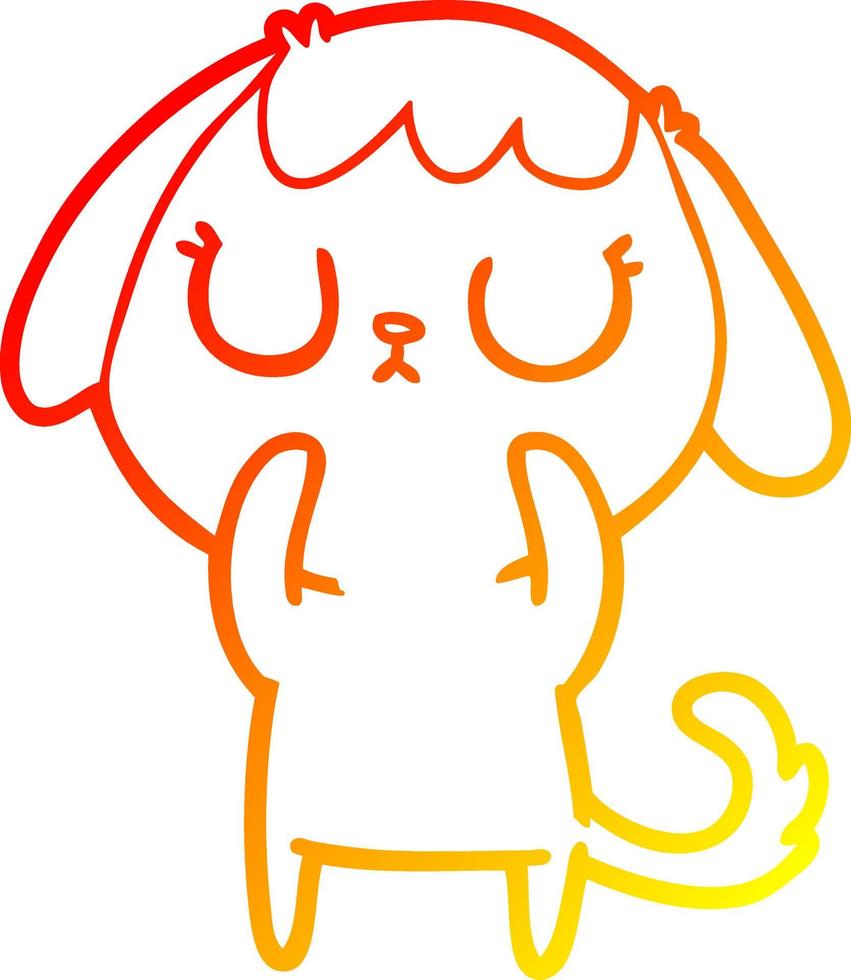 warm gradient line drawing cute cartoon dog vector