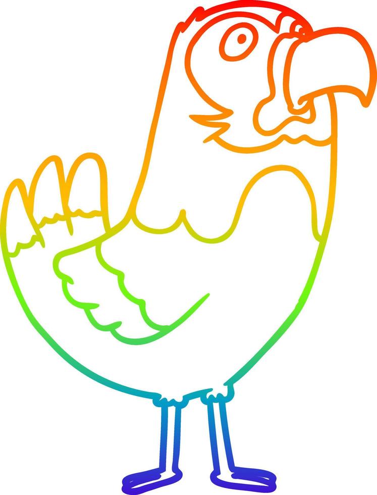 rainbow gradient line drawing cartoon parrot vector