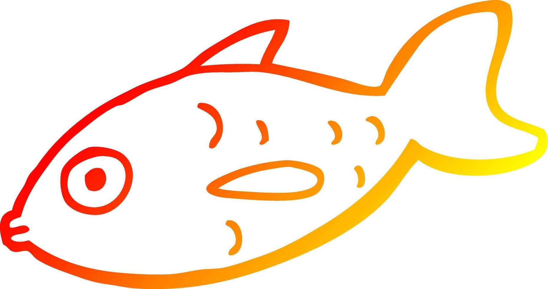 warm gradient line drawing cartoon fish vector