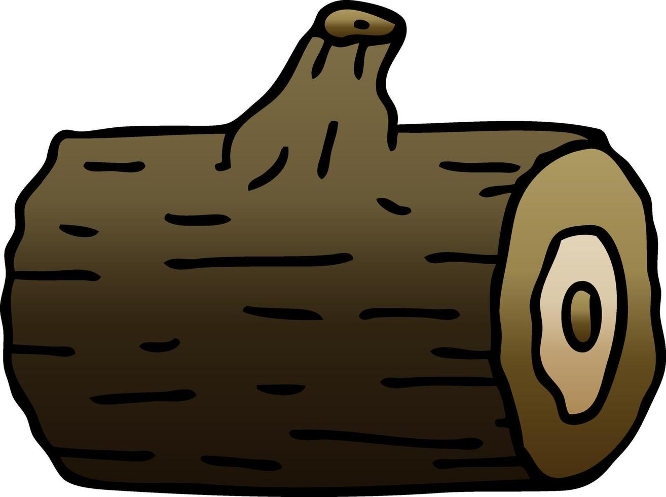 quirky gradient shaded cartoon wooden log vector