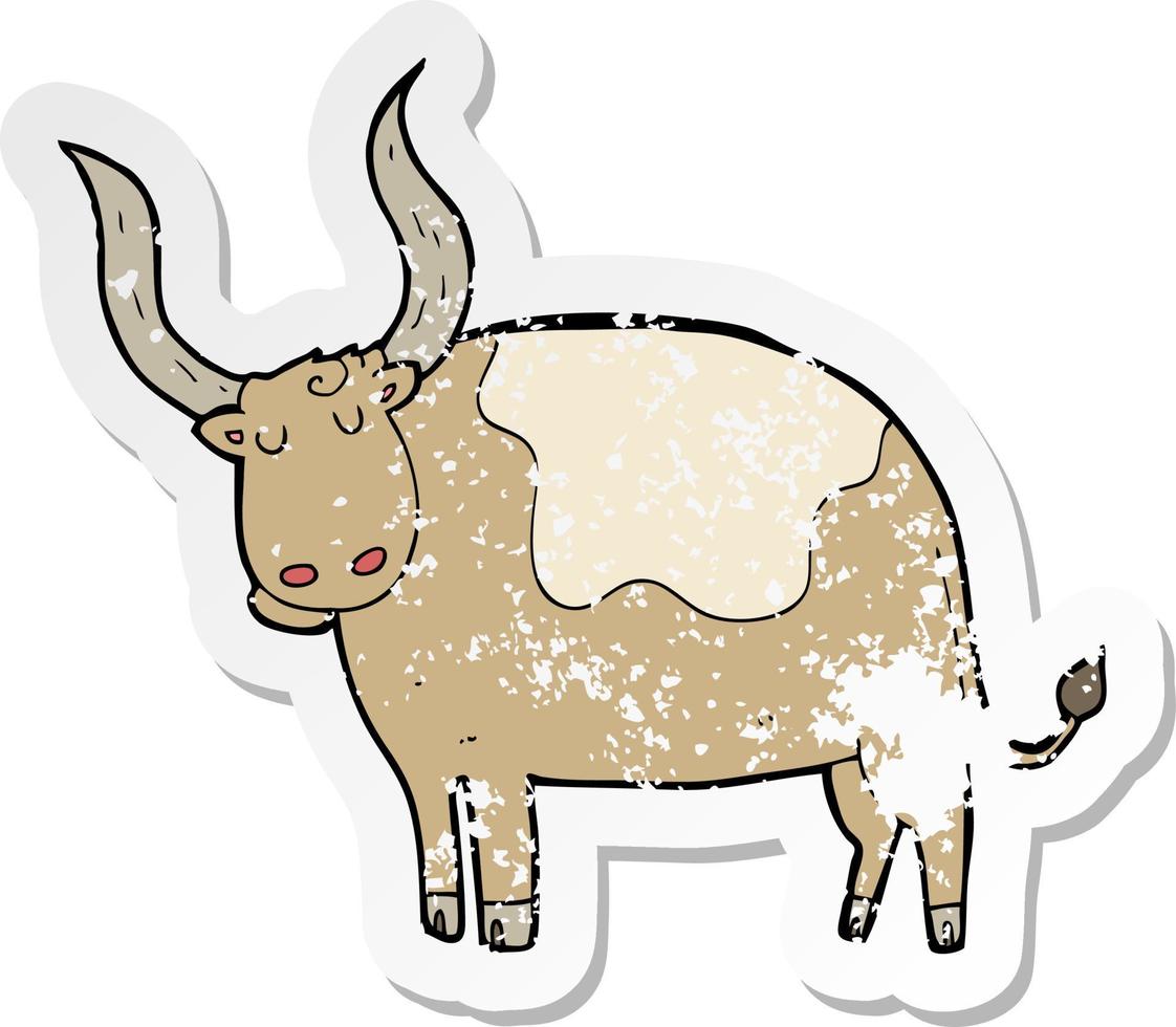 retro distressed sticker of a cartoon ox vector