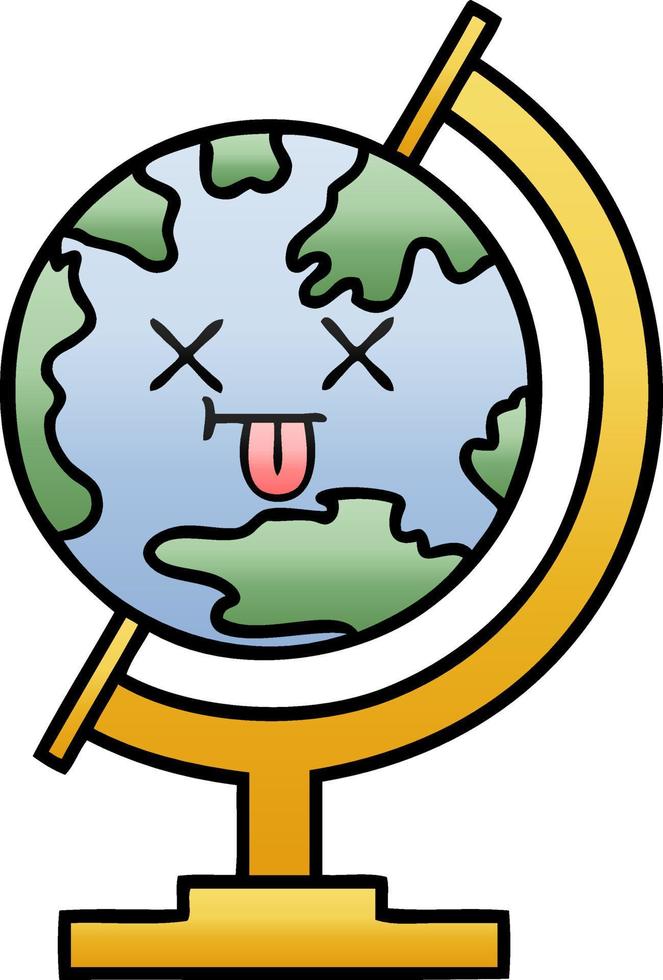 gradient shaded cartoon globe of the world vector