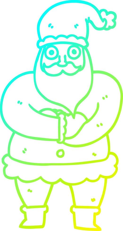 cold gradient line drawing cartoon father christmas vector