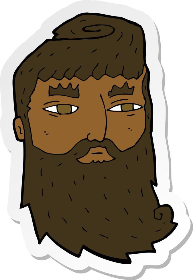 sticker of a cartoon bearded man vector