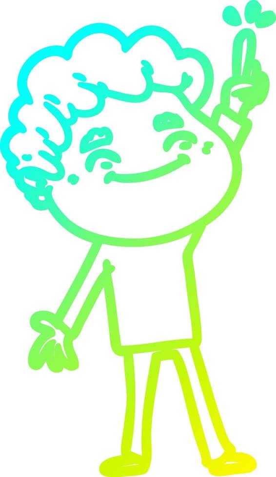 cold gradient line drawing cartoon friendly man vector