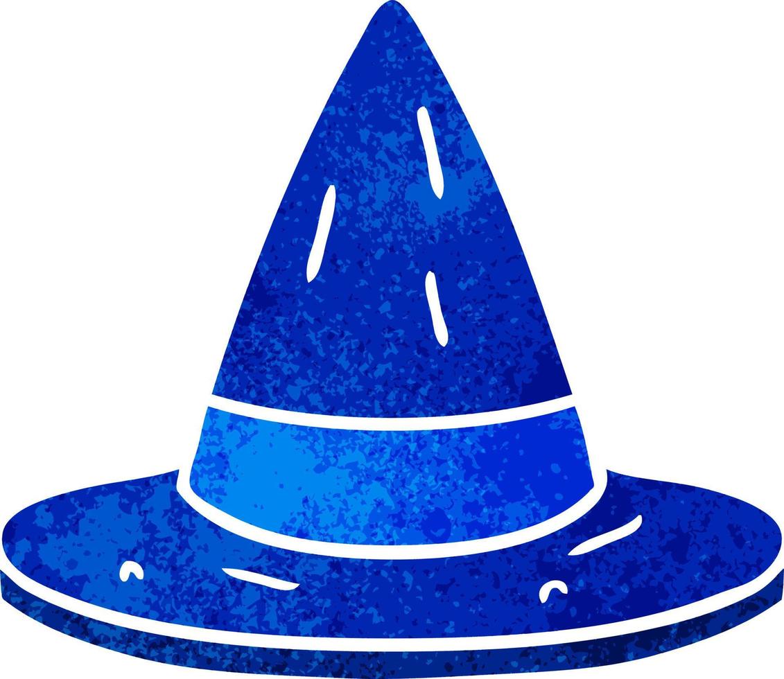 retro cartoon doodle of a witches hat vector