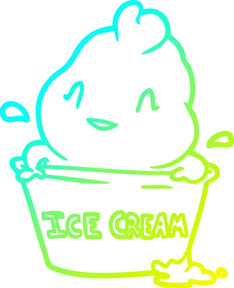 cold gradient line drawing cute ice cream vector