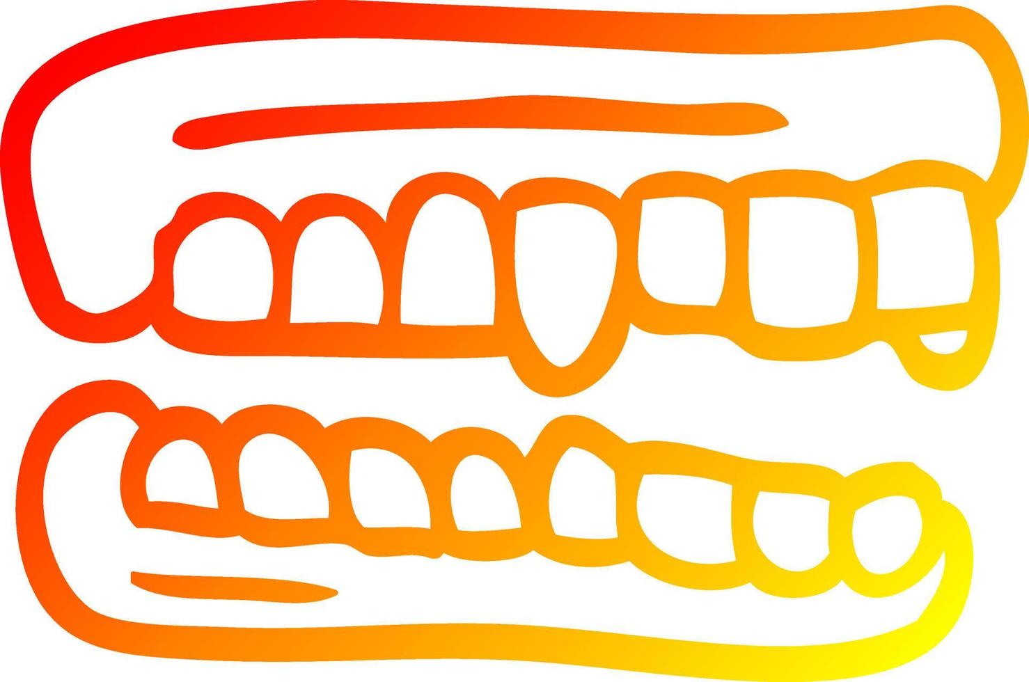 línea de gradiente cálido dibujo dibujos animados dientes postizos vector