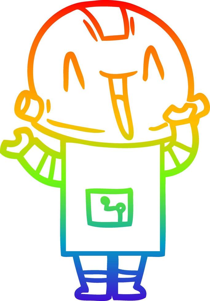 rainbow gradient line drawing cartoon robot vector