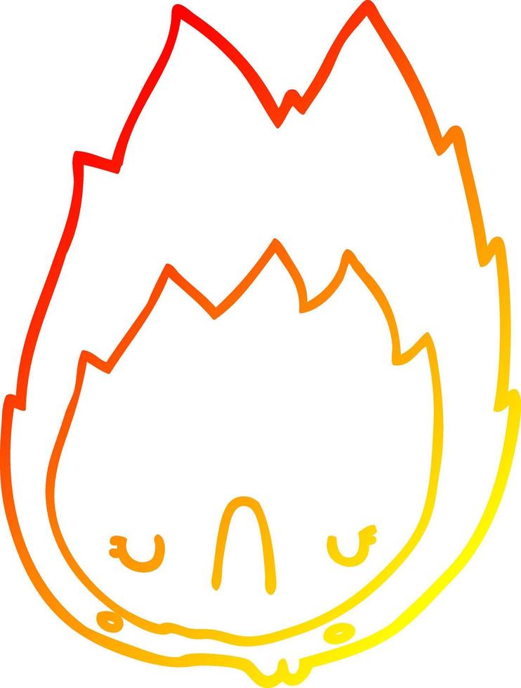 warm gradient line drawing cartoon unhappy flame vector