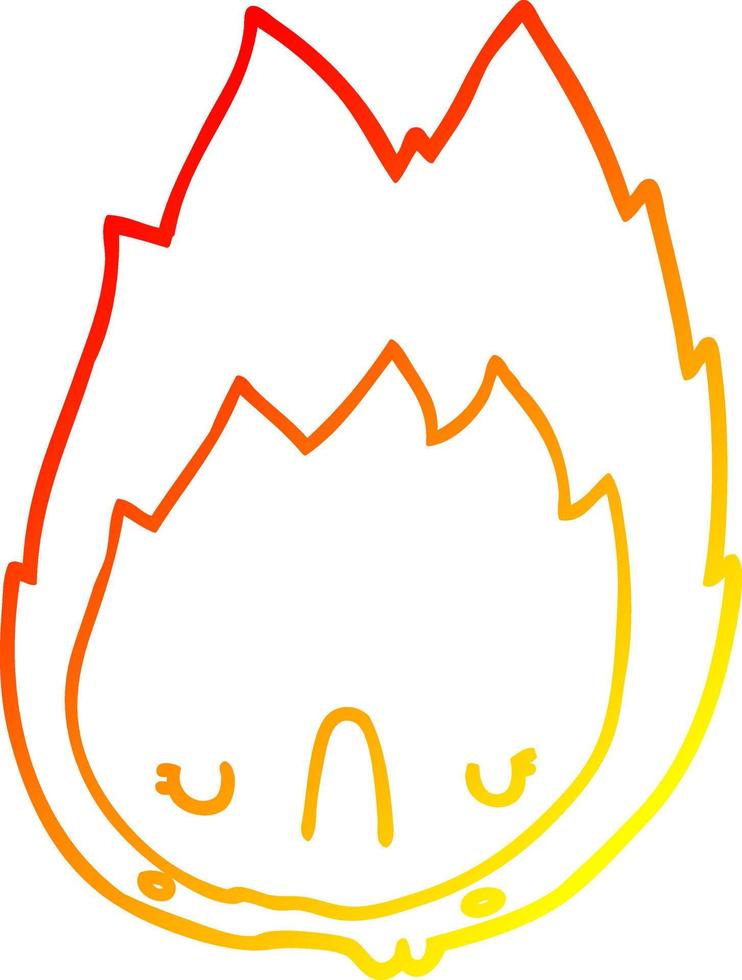 warm gradient line drawing cartoon unhappy flame vector