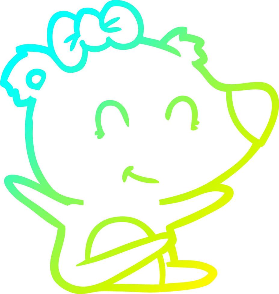 cold gradient line drawing female polar bear cartoon vector