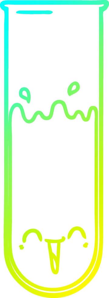 cold gradient line drawing cartoon happy test tube vector