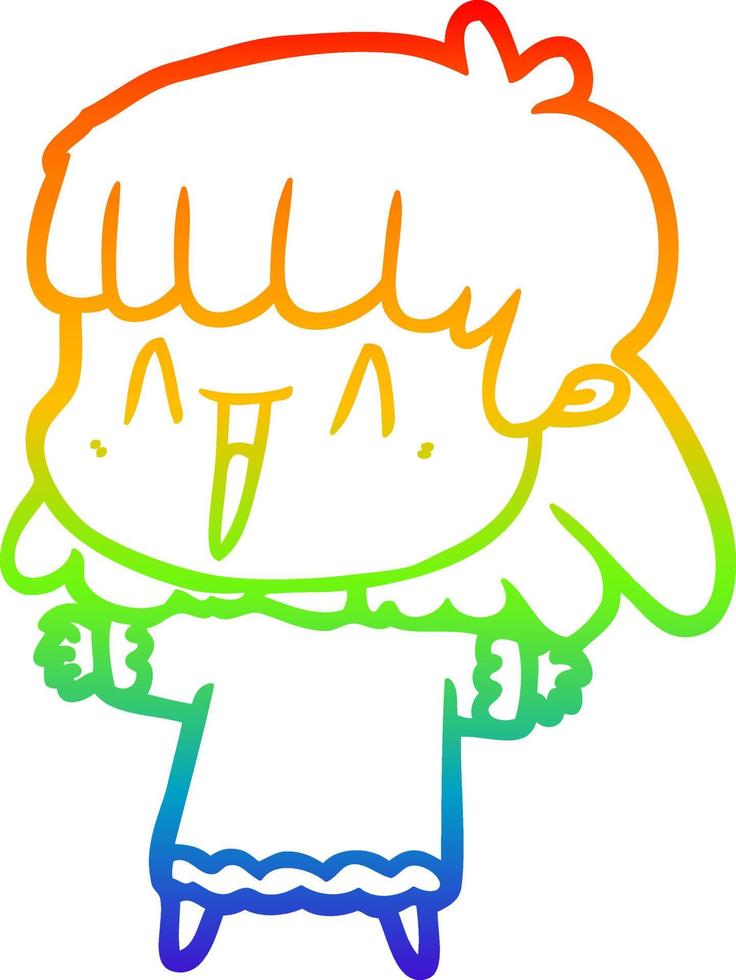 rainbow gradient line drawing cartoon woman vector