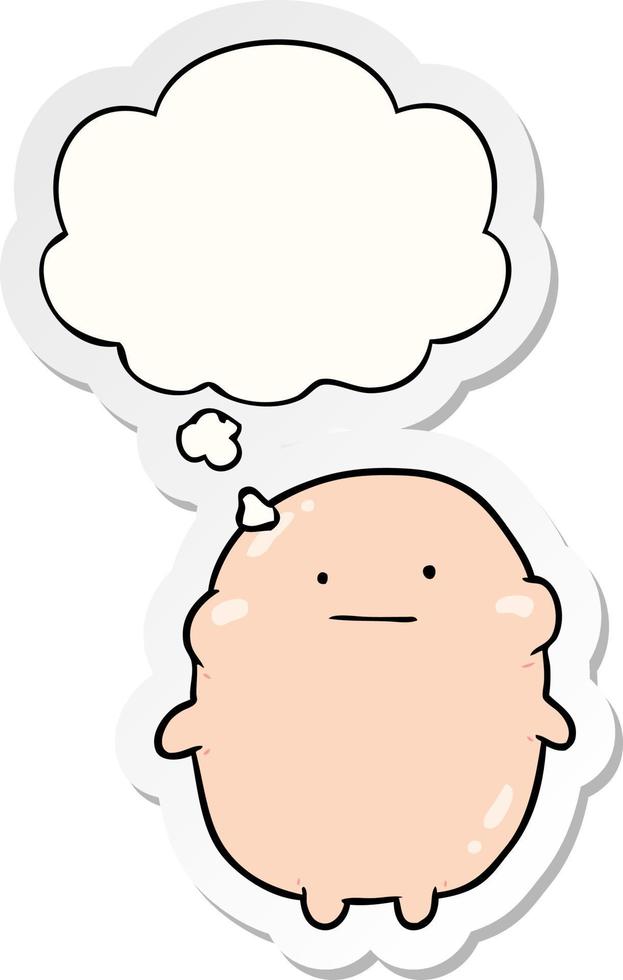 cartoon human and thought bubble as a printed sticker vector