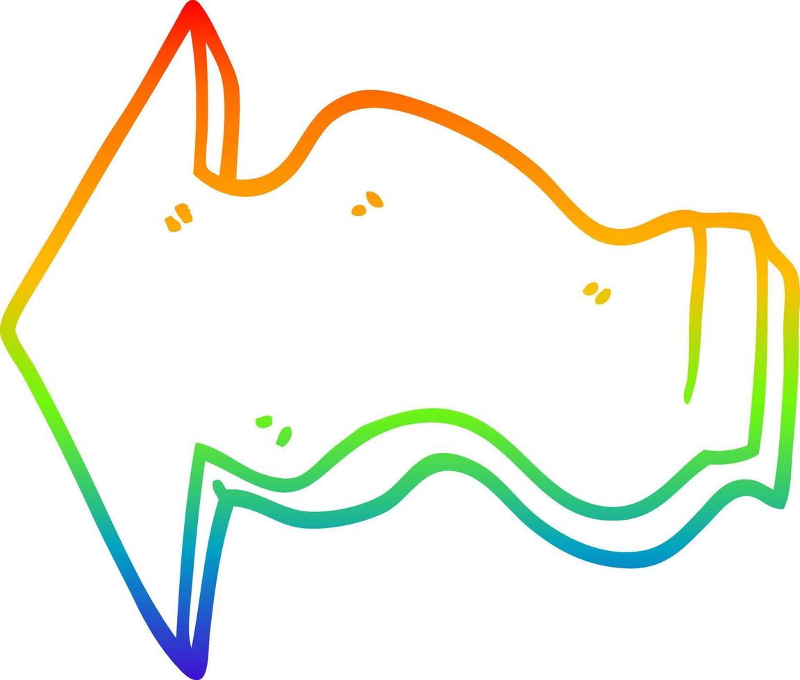 rainbow gradient line drawing cartoon pointing arrow vector