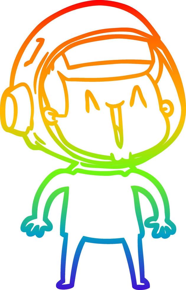 rainbow gradient line drawing happy cartoon astronaut vector