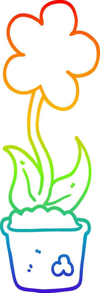 rainbow gradient line drawing cute cartoon flower vector