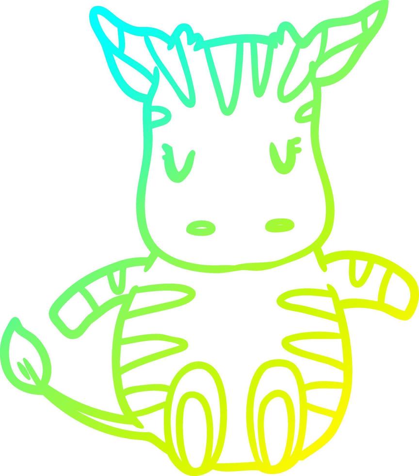 cold gradient line drawing cute zebra vector
