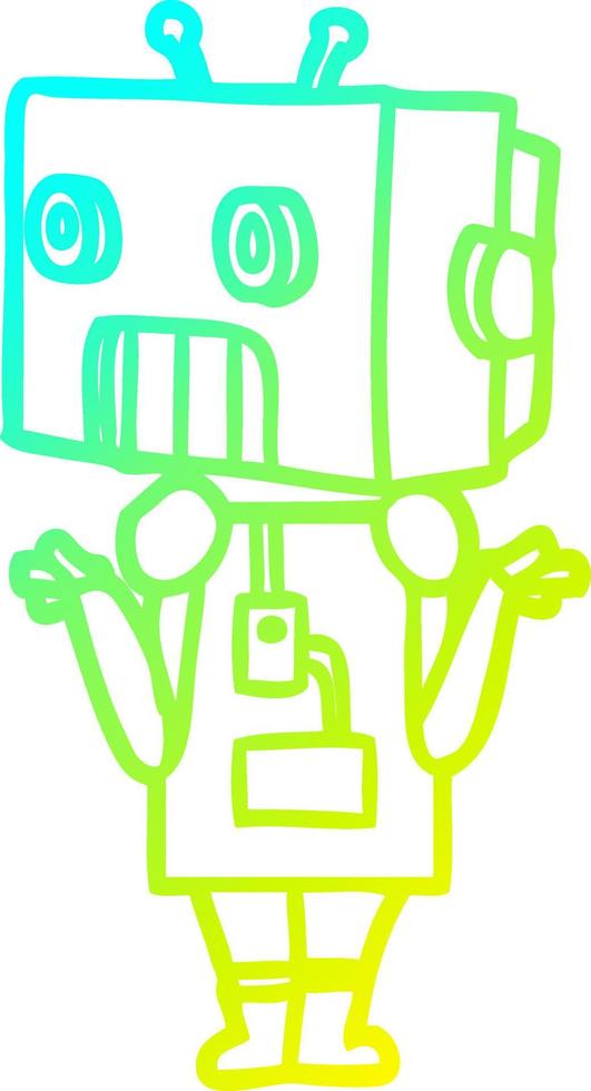 cold gradient line drawing cartoon robot vector