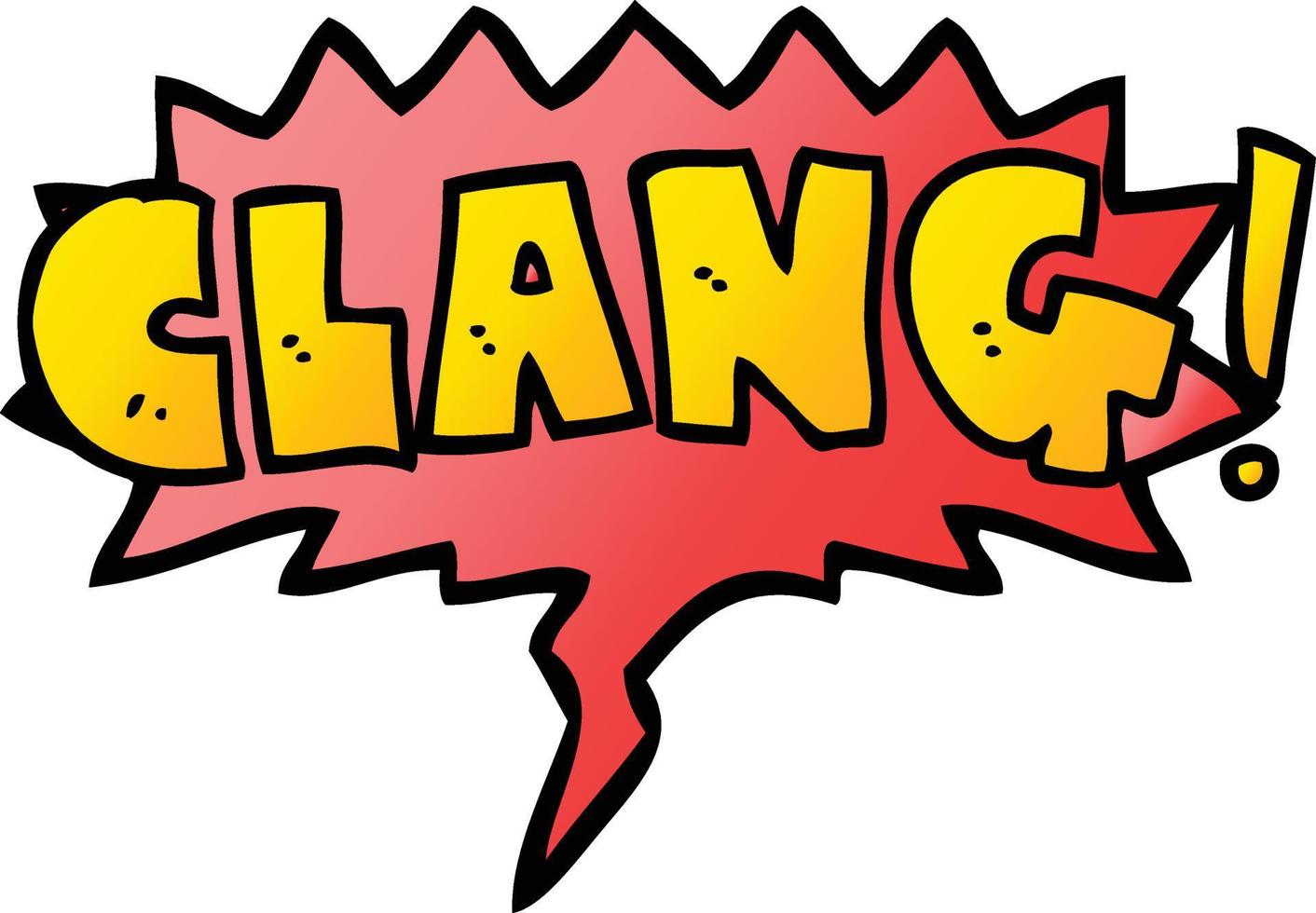 cartoon word clang and speech bubble in smooth gradient style vector