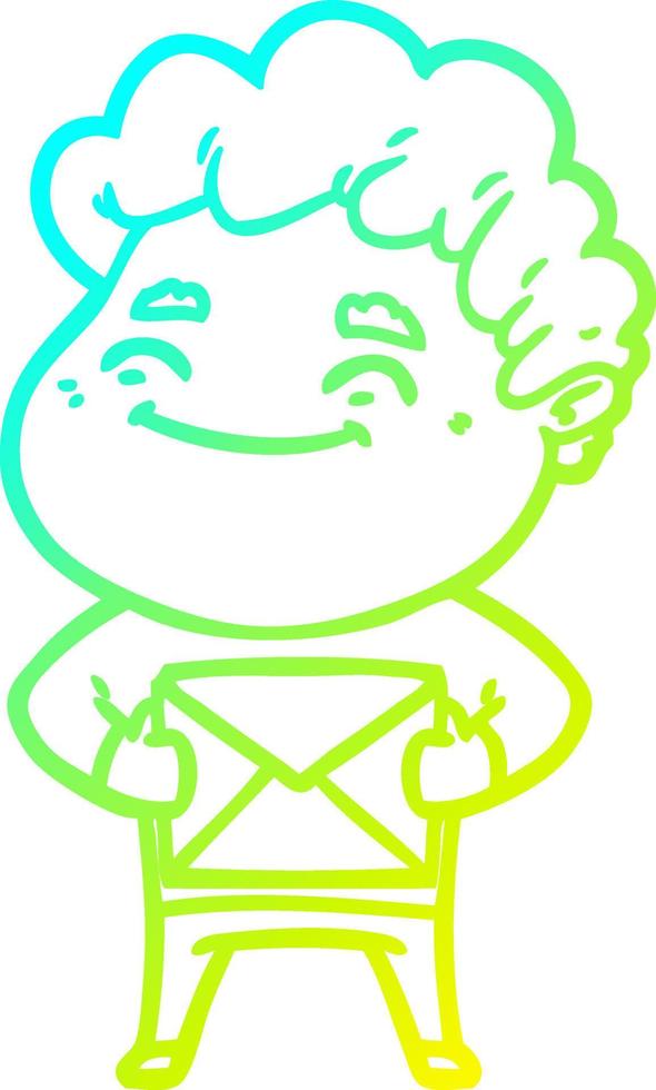 cold gradient line drawing cartoon friendly man vector