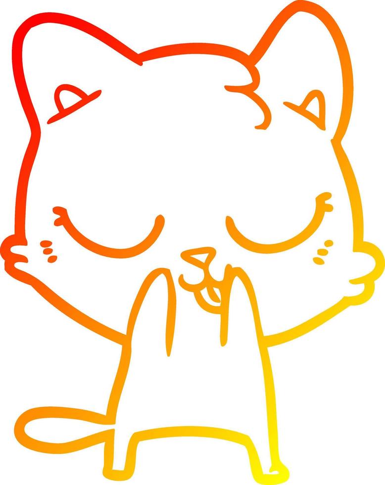 gato de dibujos animados de dibujo de línea de gradiente cálido vector