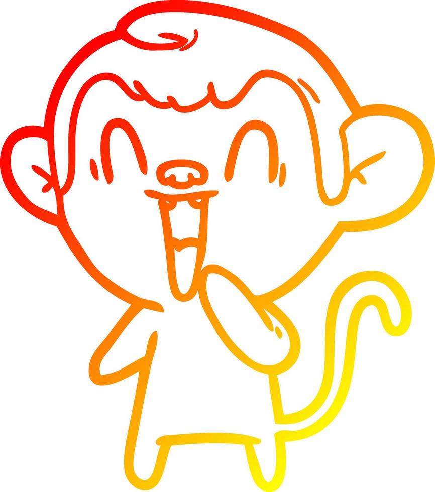 warm gradient line drawing cartoon laughing monkey vector