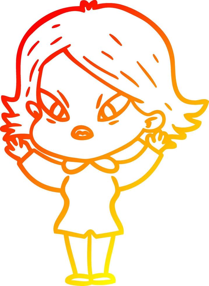 warm gradient line drawing cartoon stressed woman vector