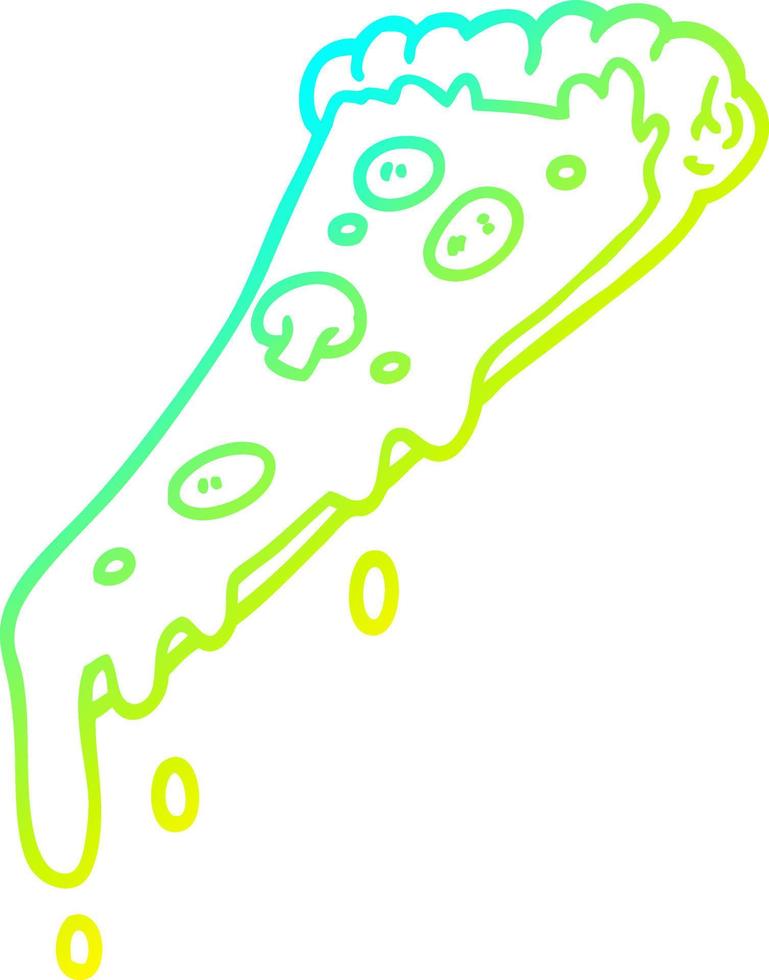 cold gradient line drawing cartoon pizza slice vector