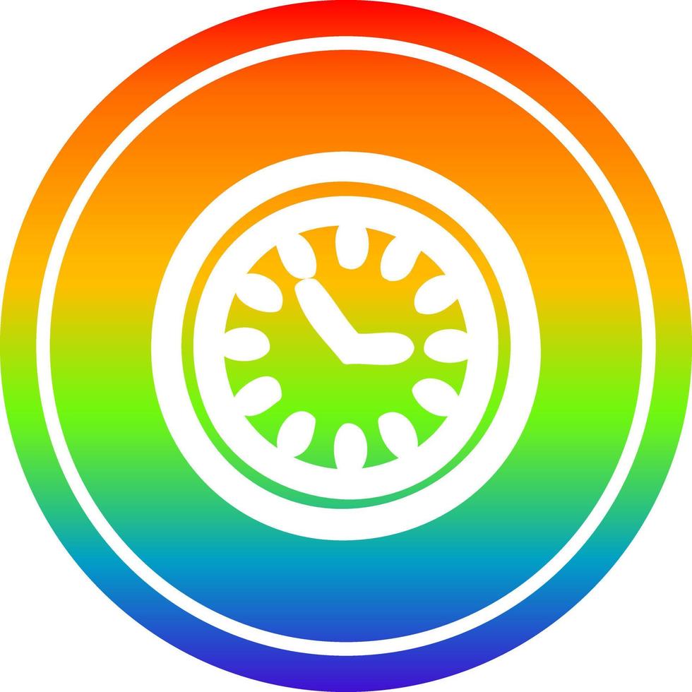 wall clock circular in rainbow spectrum vector