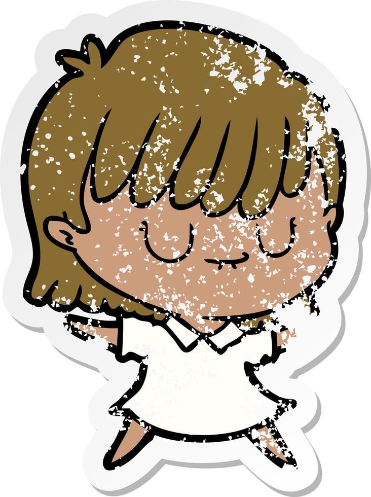 distressed sticker of a cartoon woman vector