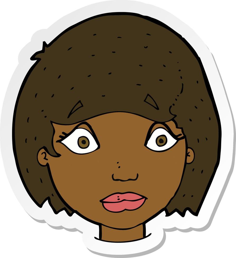 sticker of a cartoon worried female face vector