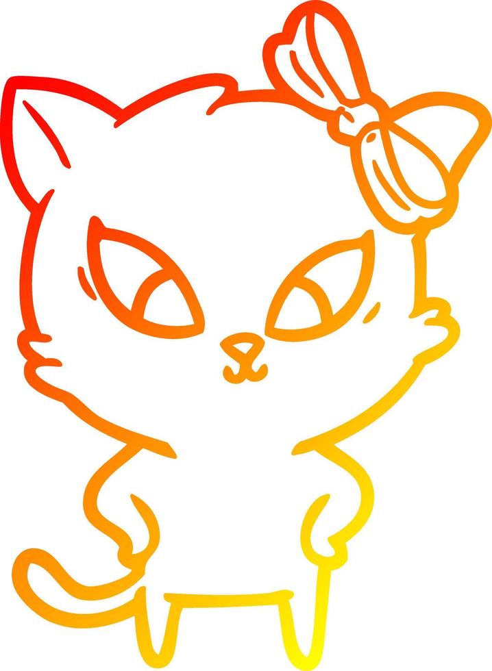 gato de dibujos animados de dibujo de línea de gradiente cálido vector