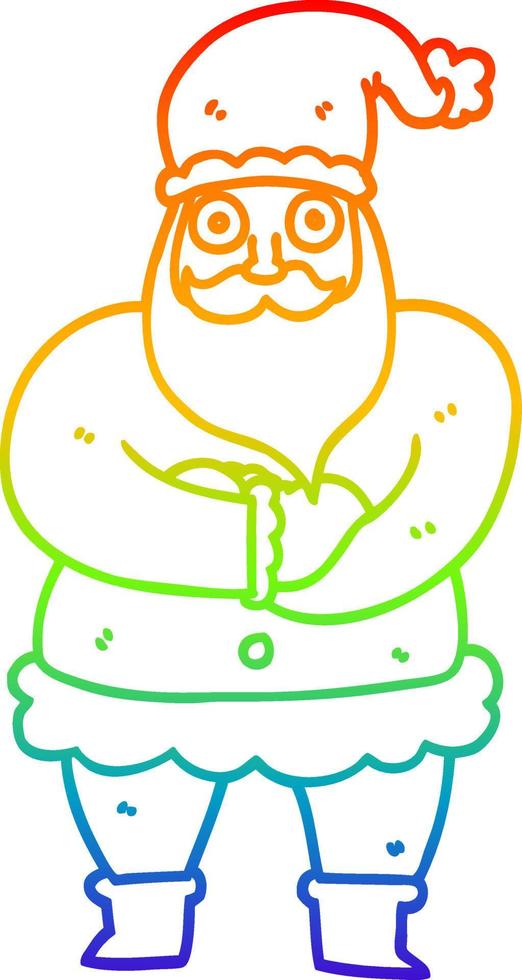 rainbow gradient line drawing cartoon father christmas vector