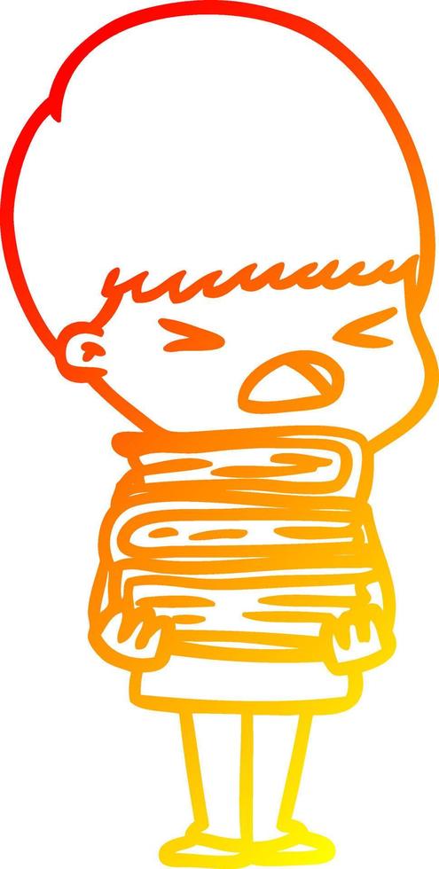 warm gradient line drawing cartoon stressed man vector