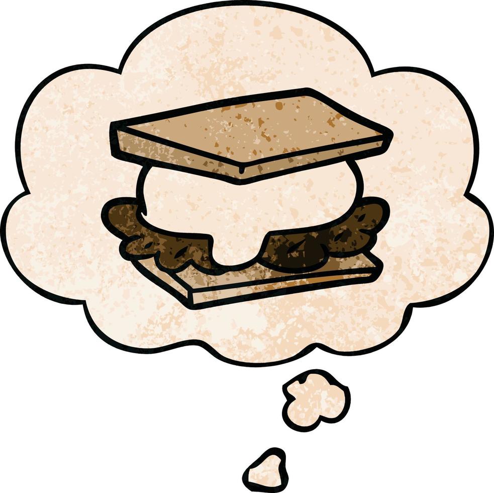 smore cartoon and thought bubble in grunge texture pattern style vector