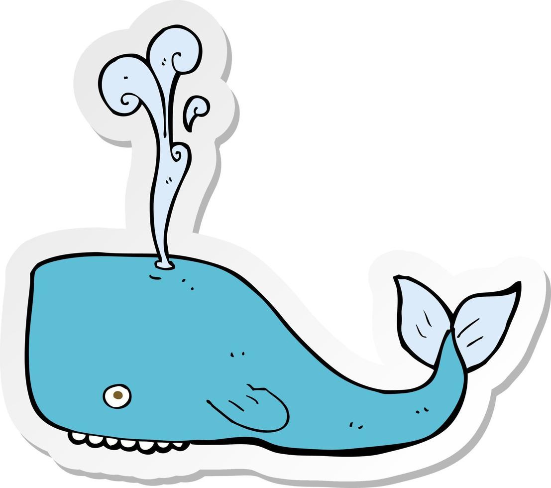 sticker of a cartoon whale vector