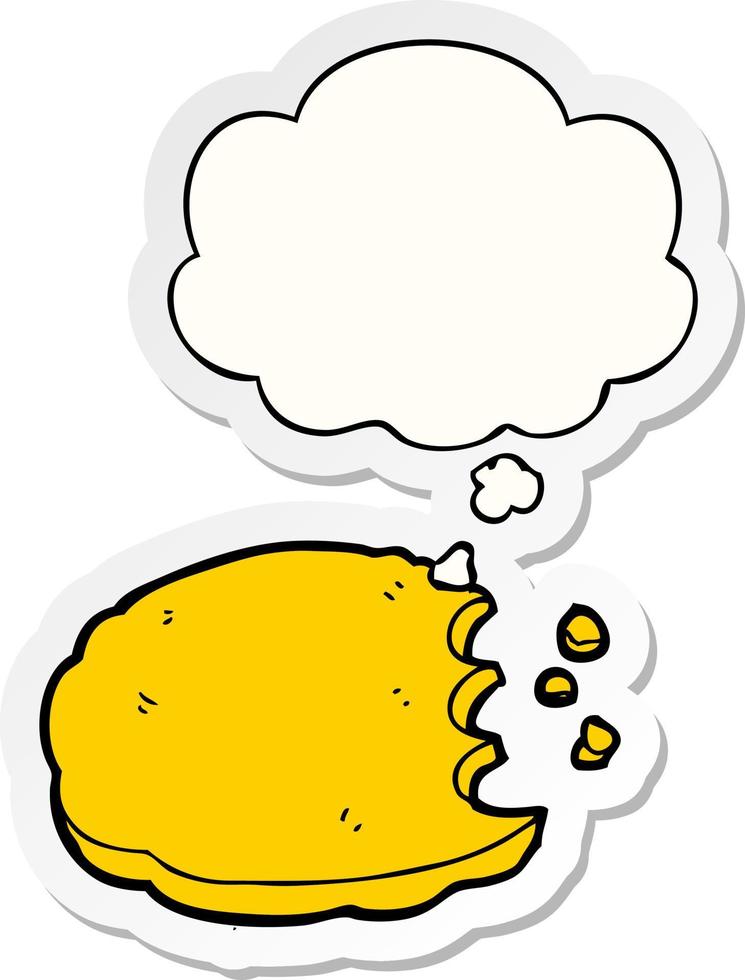 cartoon cookie and thought bubble as a printed sticker vector